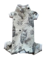 Snowflakes  Owls Flannel Pajamas PJ's Dog Puppy Teacup Pet Clothes 4xs - XS