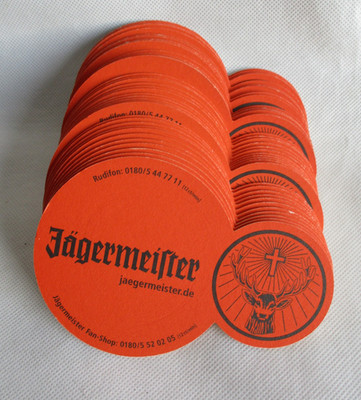 Jägermeister Glasuntersetzer /Untersetzer/Bierdeckel - orange - ca. 35 Stück NEU