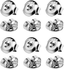 12PCS Real 925 Silver Earring Backs Replacements, 18K White Gold Plated Hypoalle