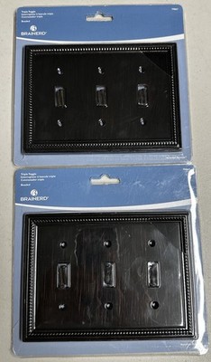 Brainerd Beaded 3-Gang Venetian Bronze Metal Toggle Wall Plate Lot Of Two