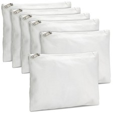 6-Pack White Makeup Bag Set with Zipper - 8x6 Customizable Cotton Canvas Pouc...