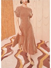 NWOT Ulla Johnson Midi Striped Orange Devon Short-Sleeve Dress