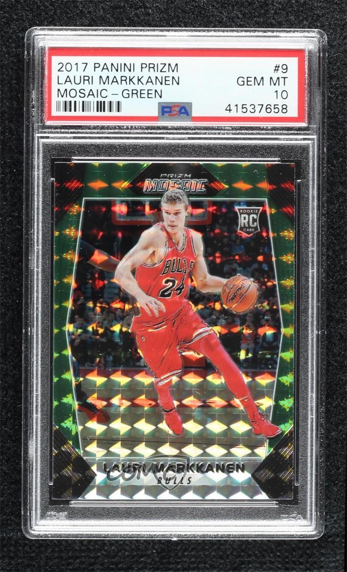 2017-18 Panini Prizm Mosaic Green Lauri Markkanen #9 PSA 10 GEM MT Rookie RC t3o