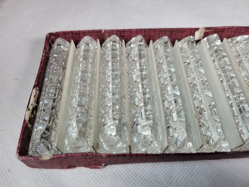 Crystal Glass Knife Rests Vintage 24% Ornate Art Deco Set Of 12 Lead Hungary - Picture 10 of 16