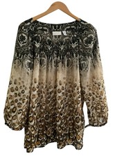 Chico s Leopard Print Semi Sheer Tunic Blouse Large Boho