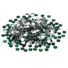 SS34/288Pcs Glass Diamante Rhinestone, Man Made Gems, Green