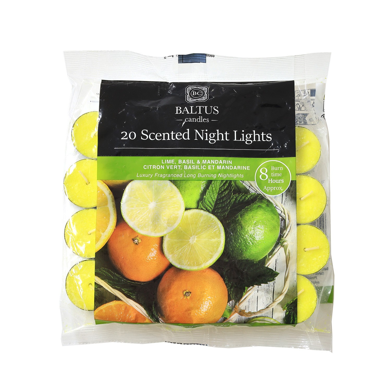 20pc Scented Tealights Night Candle Lime Basil & Mandarin 8hr Burn Time Baltus - Image 2