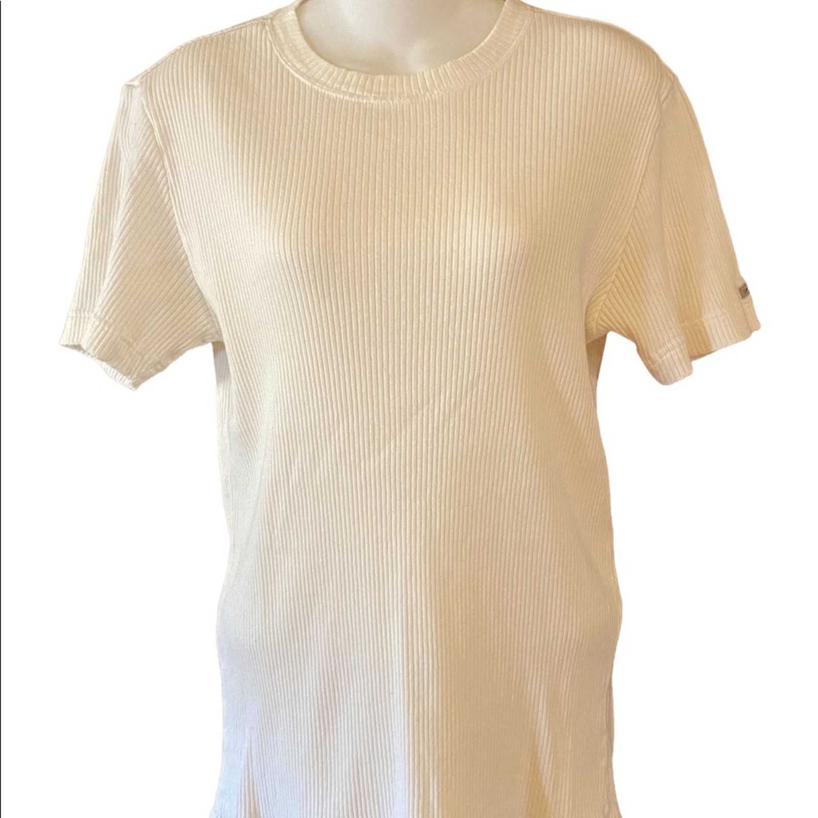Calvin Klein Womens Medium Ivory Basic Fitted Top - image 1