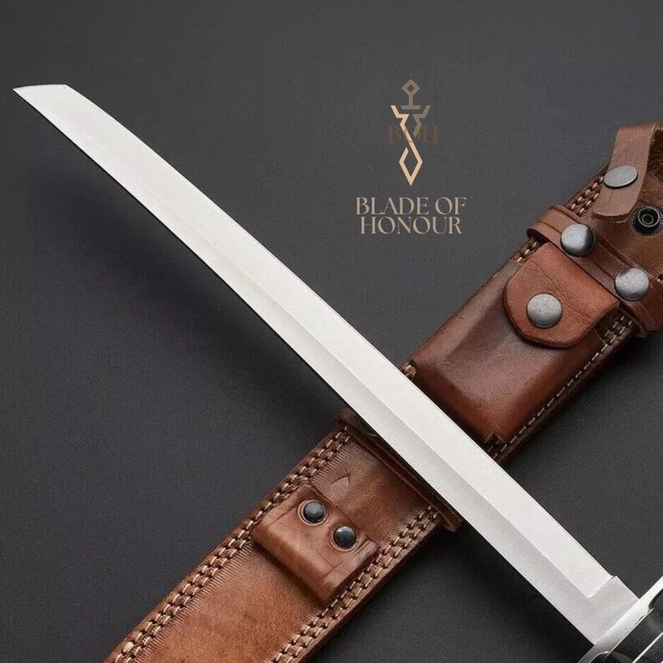 BOH-CUSTOM HANDMADE D2 TOOL STEEL HUNTING TANTO SWORD CAMPING SWORD WITH SHEATH - Image 3 of 3