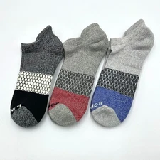 BOMBAS 3 pairs Men's Tri-Block Marl Ankle Socks Cushion Size Large  3 Colors Mix