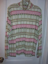 WOMENS WHITE STAG LONG SLEEVE PULLOVER SHIRT GREEN RED w/SNOWFLAKES SIZE XL NWT