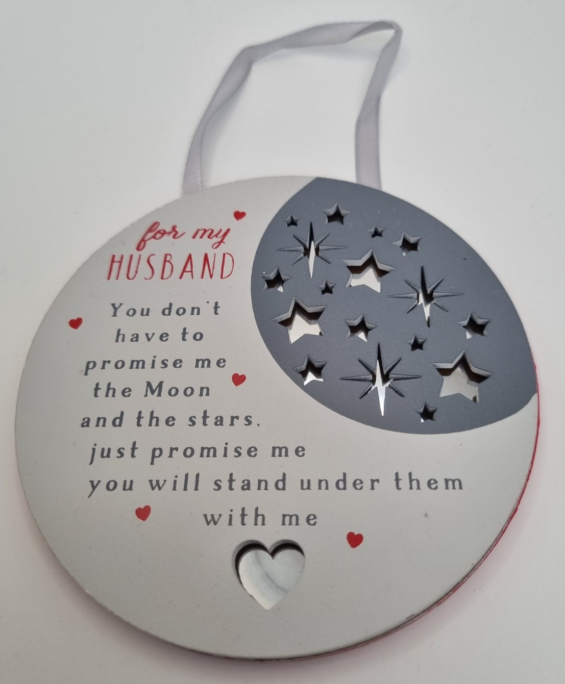 For My Husband Stars Moon Wooden Mirrored Hanging Sign Plaque Love