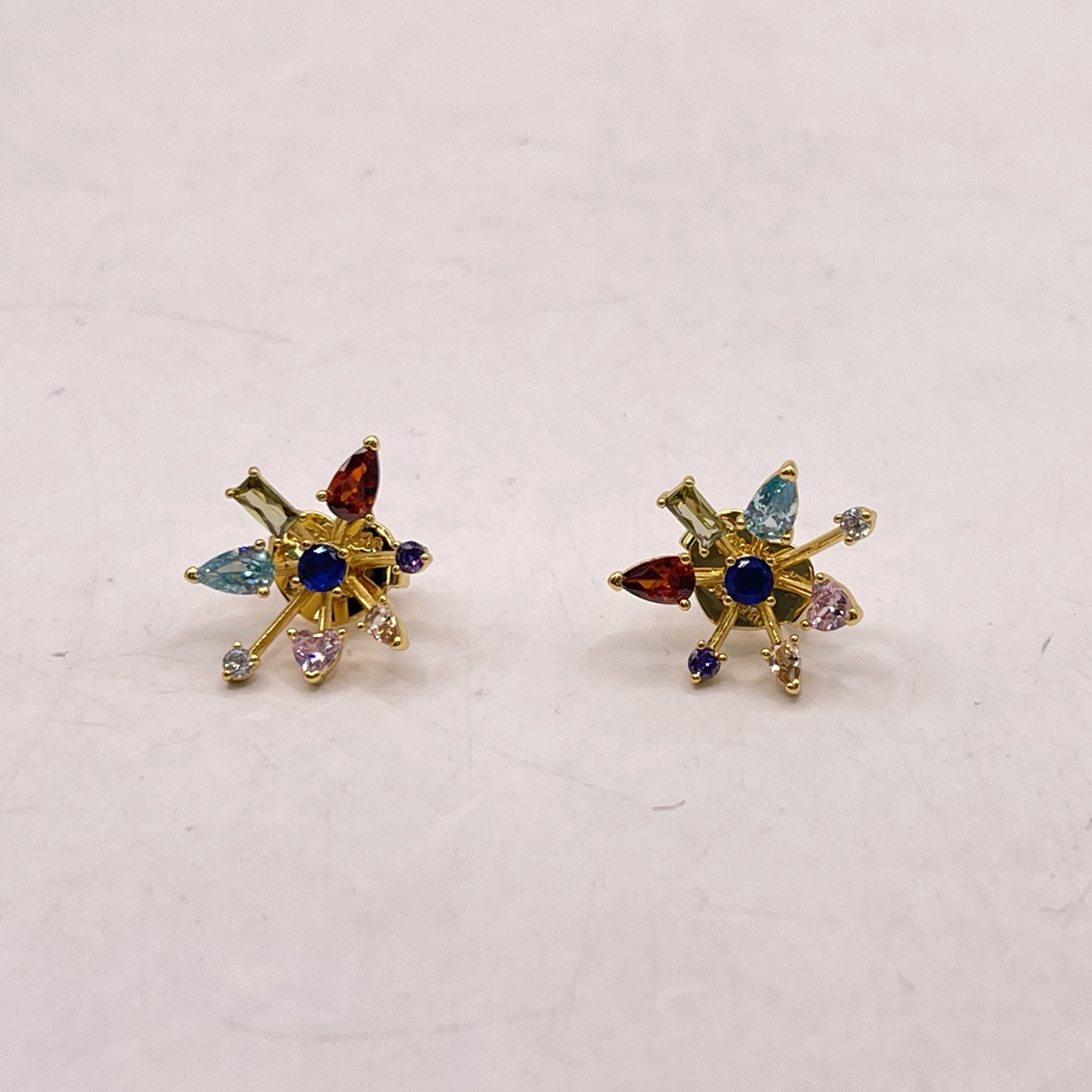 Kate Spade Womens Firework Floral CZ Stud Earrings Gold Tone Multi thumbnail 4
