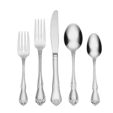 Oneida True Rose 45 Piece Silver Flatware Set for 8 Vintage Style Stainless S...