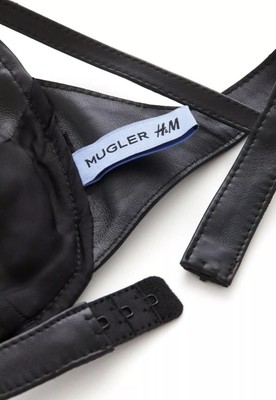 New Mugler x H&M HM Women Black Leather Nappa Bra Size US 14 EUR