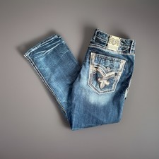 Rock Revival Men  s Jeans Size 40x32 Blue Turf Straight Embroidered Pockets READ