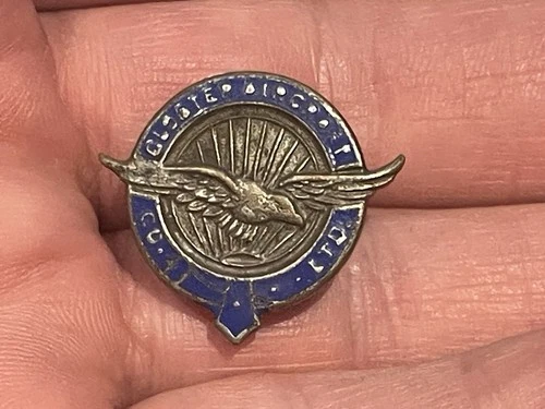 WW2 GLOSTER AIRCRAFT Co Ltd STAFF No8268 ENAMEL LAPEL BADGE /  Hawker Hurricane