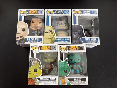 Funko Pop Star Wars Lot - Bib Fortuna, Jabba, Gamorrean Guard, Vader, Greedo