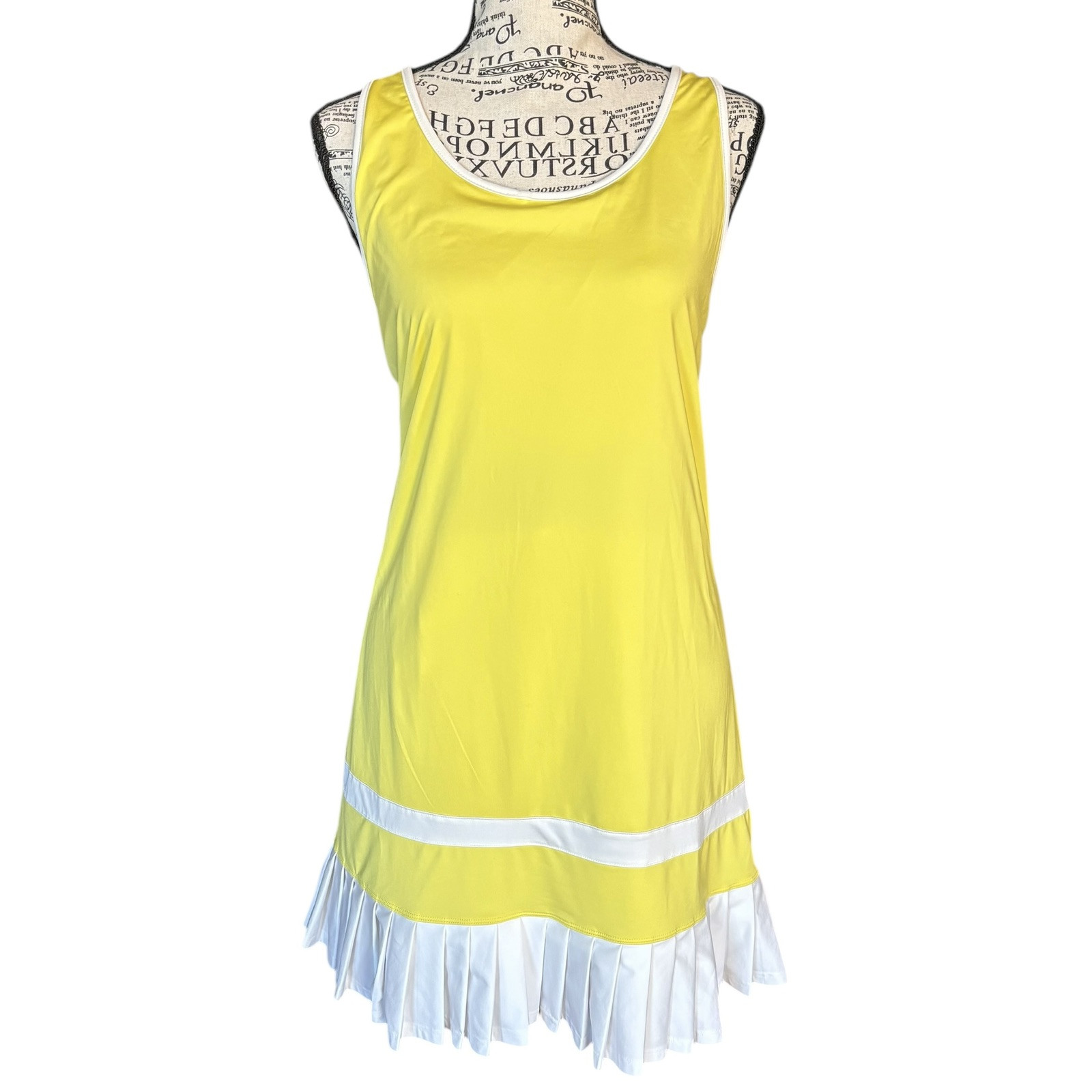 Fila Size XL Yellow White Colorblock Athletic Tank Dress Tennis Pickleball Golf