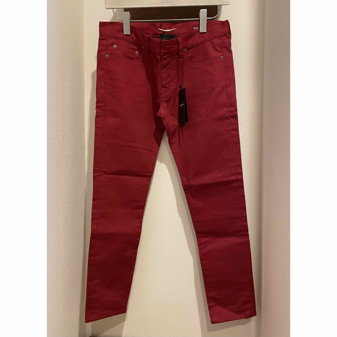 Jeans skinny Saint Laurent rosso vita bassa taglia 29 lunghezza caviglia L38 cm cucitura interna 68 cm