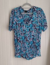 Ann Harvey Crinkle Fabric Button Front V-neckline Blouse Size 24