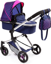 : Vario Doll Pram with Adjustable Reversible Handle, Holds Dolls up to 52Cm, Blu