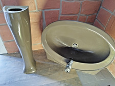 Villeroy & Boch Waschbecken mit S&auml;ule Balibraun Vintage / Retro (1975) gebraucht
