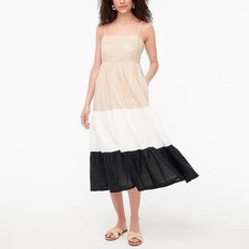 Jcrew Factory Square Neck Tiered Dress