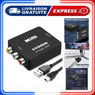 Convertisseur RCA vers HDMI 1080P - Adaptateur AV pour PS2/Xbox/Wii - Photo 1/4