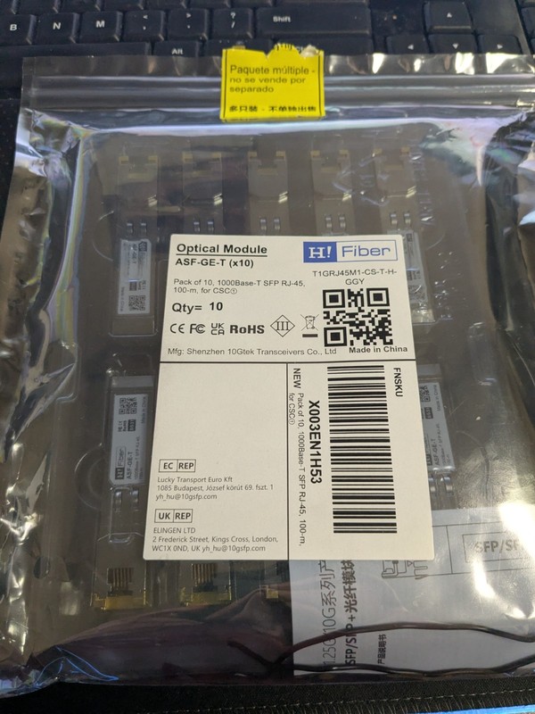 Hifiber | ASF-GE-T | 1000Base-T SFP RJ45 100M Transceiver Module pack of 10