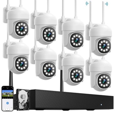 CAMCAMP WLAN Überwachungskamera Set Außen Mit 8X PTZ Kamera Audio 16CH 500GB NVR