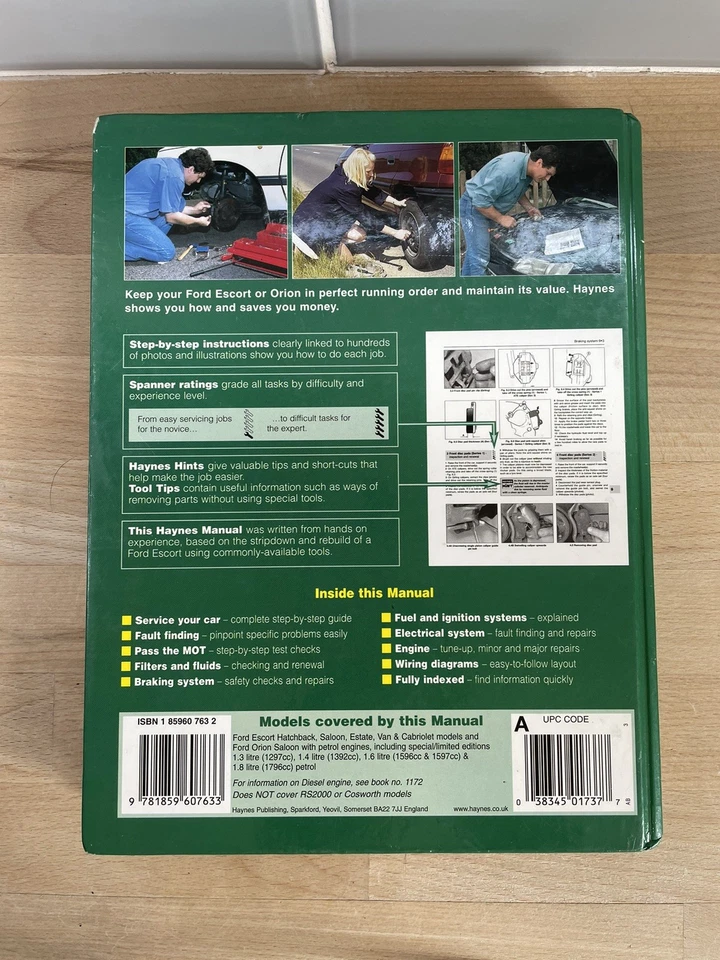 Ford Escort Orion Haynes Owners Workshop Service Repair Manual Petrol 1990-97 - Image 3 of 3