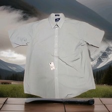 Stafford Green Short Sleeve Button Front Shirt Mens 17.5