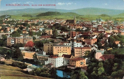 Vue de la tour impériale sur Hirschberg Silésie carte postale carte postale - Photo 1/2