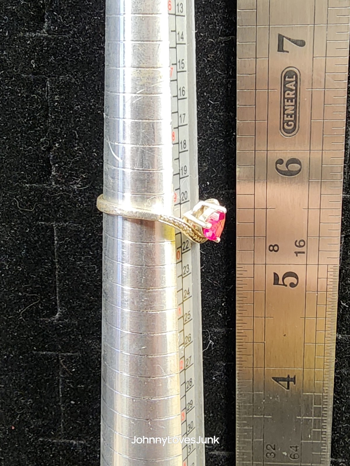 Ruby/Diamond/Sterling Silver Ring Marked/Tested+ … - image 4