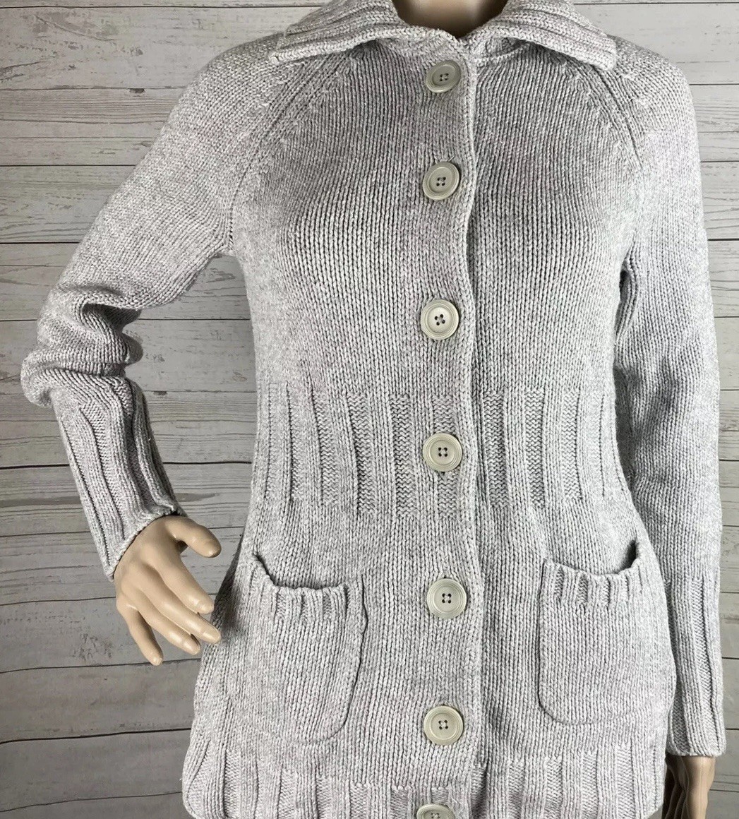 Gap Maternity Cardigan Small Solid Gray Button Fr… - image 1
