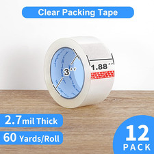 12 Rolls Clear Packing Tape, Heavy Duty Packaging Tape 2.7Mil Thick and 1.88"
