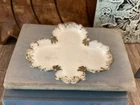 Vintage 1890s Antique Opal White Milk Glass Clover  Shaped Dresser Tray Small