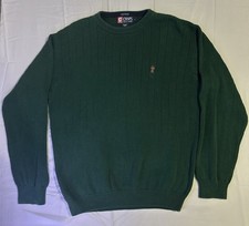 Vintage Chaps Ralph Lauren Sweater Mens Large Green Knit Crest Logo