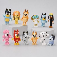 12pcs figurines chien Bluey PVC mobiles jouets pour chambre d'enfant amusants