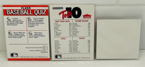 Lotto di 3 adesivi carte da baseball Fleer 1990 e 1991 LA Dodgers stickers - Foto 2 di 2