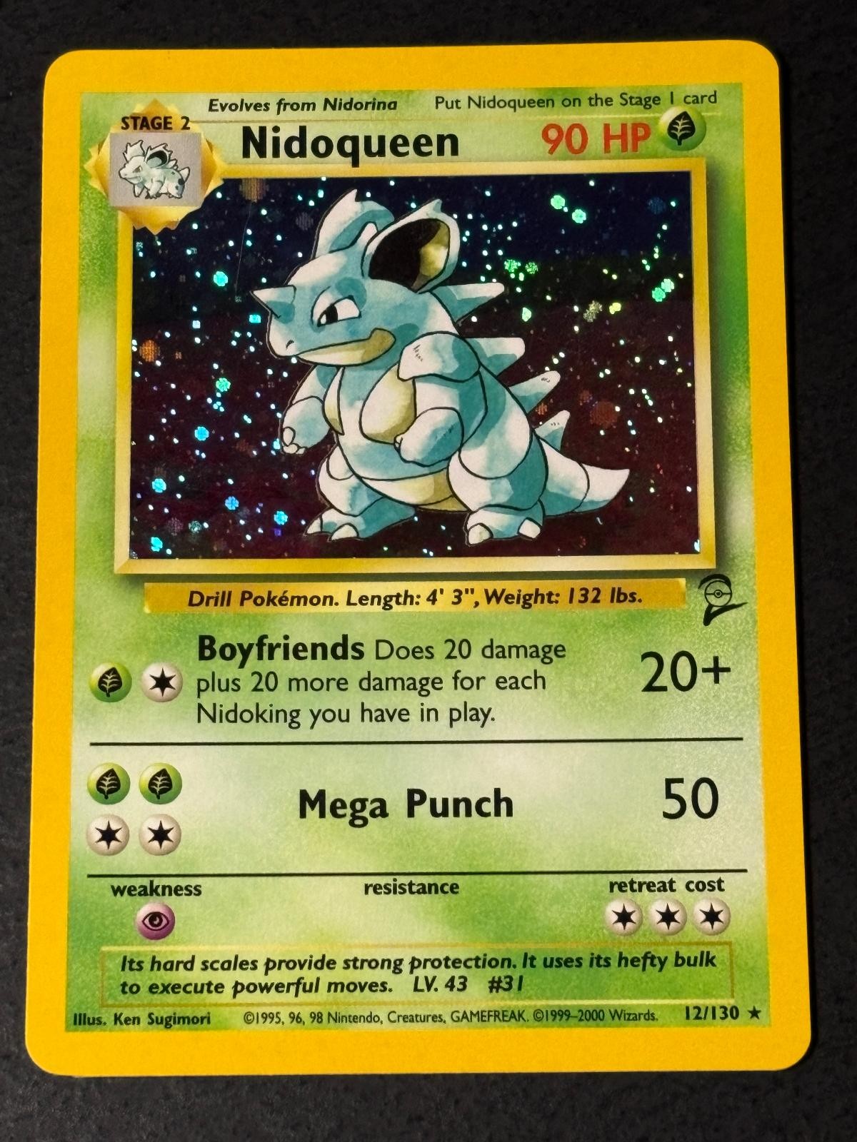 Nidoqueen 12/130 Holo Rare Base Set 2 Pokemon LP