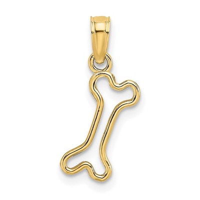 10K Gelbgold Ausgeschnitten Poliert Mini Hundeknochen Charm Anhänger L 16,7mm, B 5,8mm