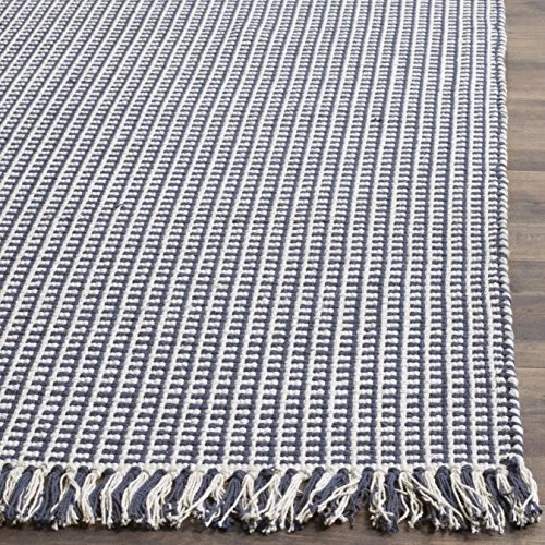  Montauk Collection Area Rug - 5' x 8', Ivory & Navy, Handmade Flat Weave Boho  - Image 4 of 4