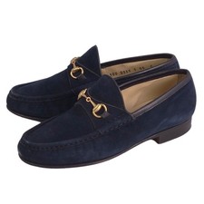 Gucci Loafers Horsebit Suede Navy Women's Vintage Shoes Size EU35/US5