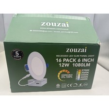 zouzai 16 Pack 6" Slim LED Panel Recessed Ceiling Light w/Junction Box READ