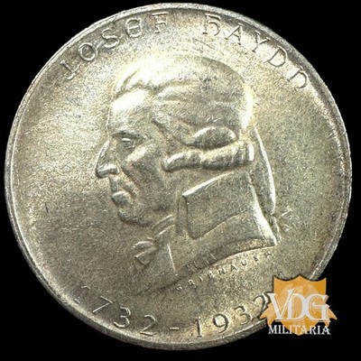 1932 Austria 2 Schilling Silver Joseph Haydn KM #2834 .640 AG #Y0363