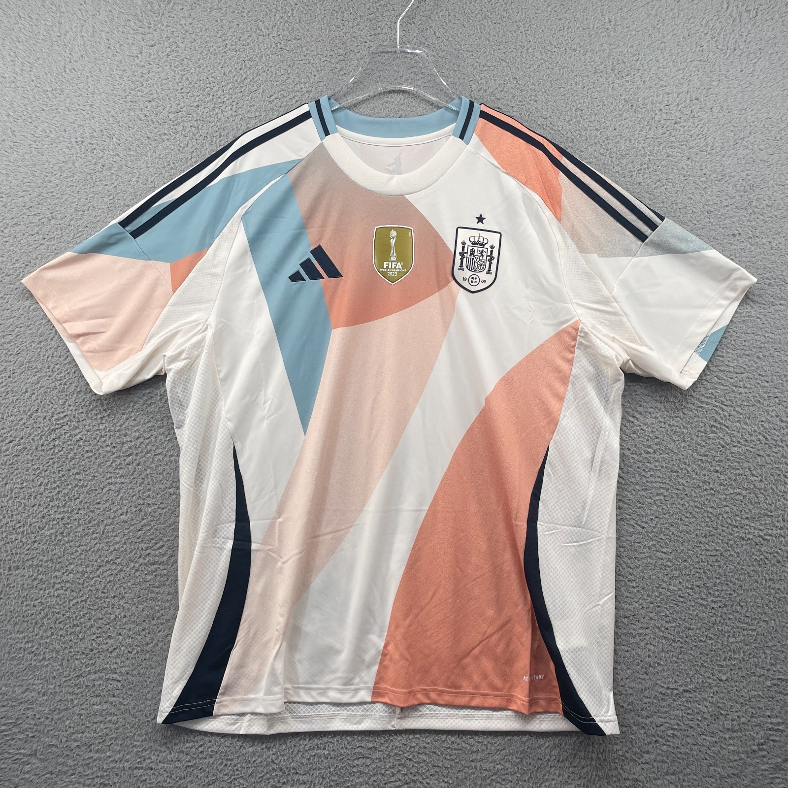 Adidas Spain Womens 2XL Away Soccer Jersey 2025 White Cubism La Roja Kit JF2648