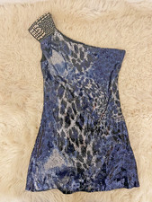 sequin blue silver off shoulder christmas festive party top womens 12 Jane Norma