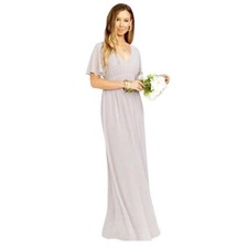 Show Me Your Mumu Emily Empire Maxi Dress Dove Grey Chiffon Size Medium Wedding